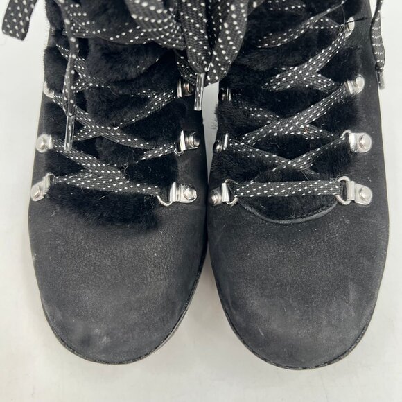 J. Crew Black Cozy Lace Up Suede Wedge Boots | Size 8 - Picture 5 of 10